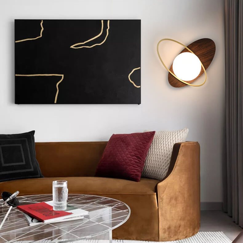 Creative Glass Double Oval Staggered Overlap Design 1-Light Wall Sconce Lamp