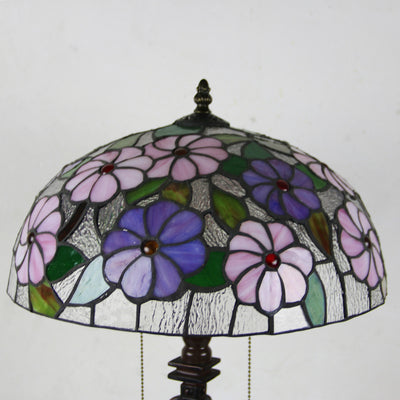 Tiffany Stained Floral Glass Dome 2-Light Table Lamp