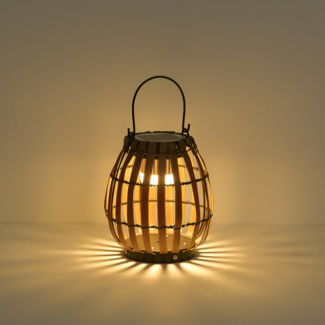 Contemporary Retro Imitation Rattan Weaving Cage Waterproof LED Lawn Landscape Light For Garden