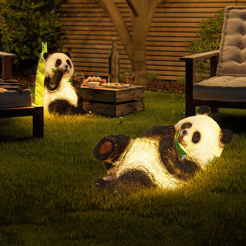 Contemporary Creative Resin Panda Animal Shape LED Lawn Landscape Light For Garden