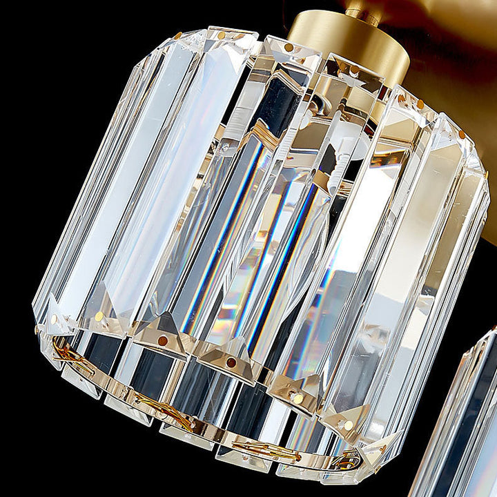 Modern Luxury Crystal Cylindrical Iron 1/4 Light Semi-Flush Mount Ceiling Light For Living Room