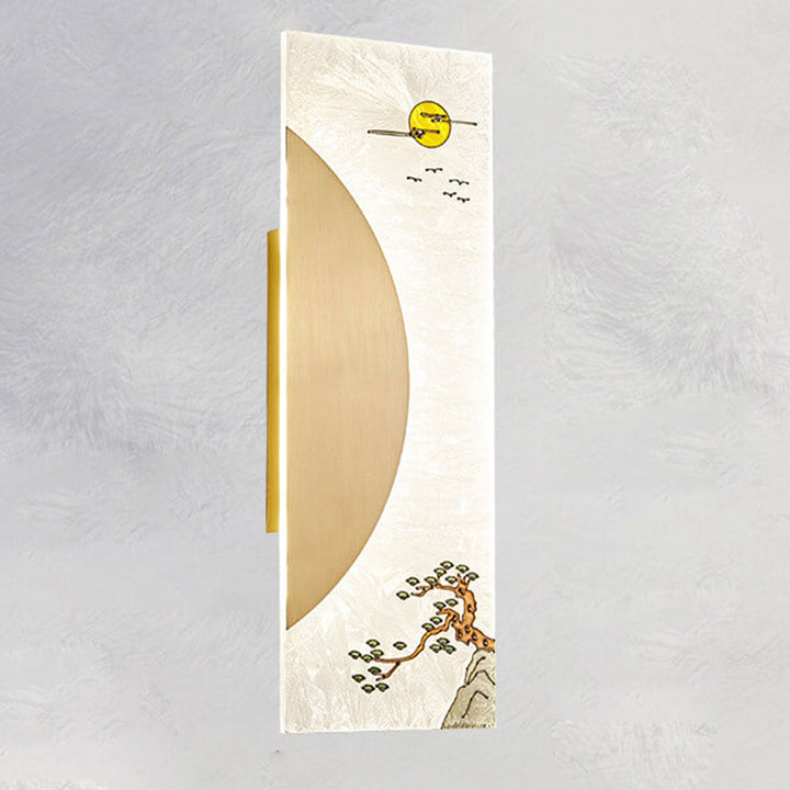 Nouveau style chinois applique murale LED design ultra-mince en cuivre complet 