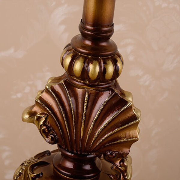European Vintage Fabric Tassel Resin Court 1-Light Table Lamp