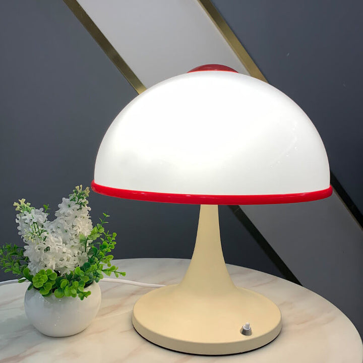 Lampe de Table Moderne en Métal et Champignon Crème à 1 Lumière 