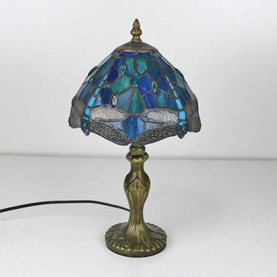 Tiffany Decorative Flower Umbrella Rose Alloy Stained Glass 1-Light Table Lamp