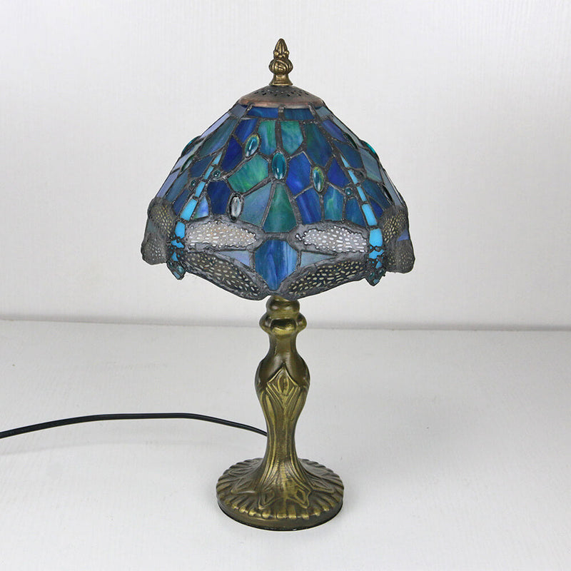 Tiffany Decorative Flower Umbrella Rose Alloy Stained Glass 1-Light Table Lamp