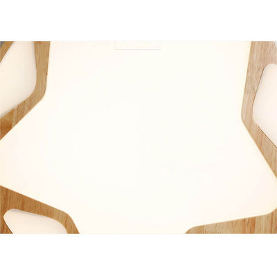 Japanische minimalistische LED-Deckenleuchte mit rundem Sternenmuster aus Holz 