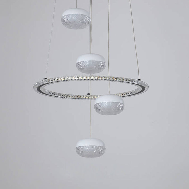 Nordic Minimalist Circle Diamond / Apple Hanging LED Chandelier