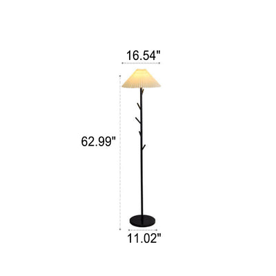 Nordic Minimalist Pleated Lampshade Tree Branch 1-Light Standing Floor Lamp