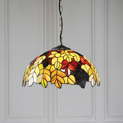 Tiffany Rustic Stained Glass Dome 1-Light Pendant Light