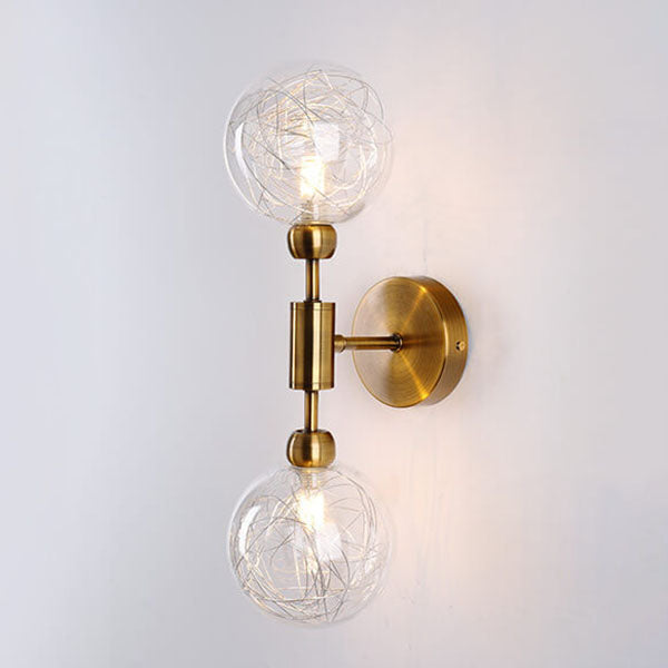 Nordic Vintage Eisen Glaskugel 1/2 Licht Wandleuchte Lampe 
