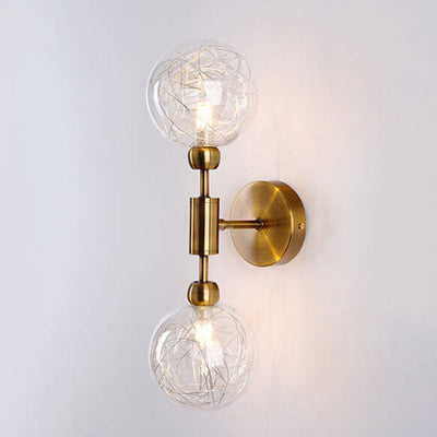 Nordic Vintage Iron Glass Ball 1/2 Light Wall Sconce Lamp