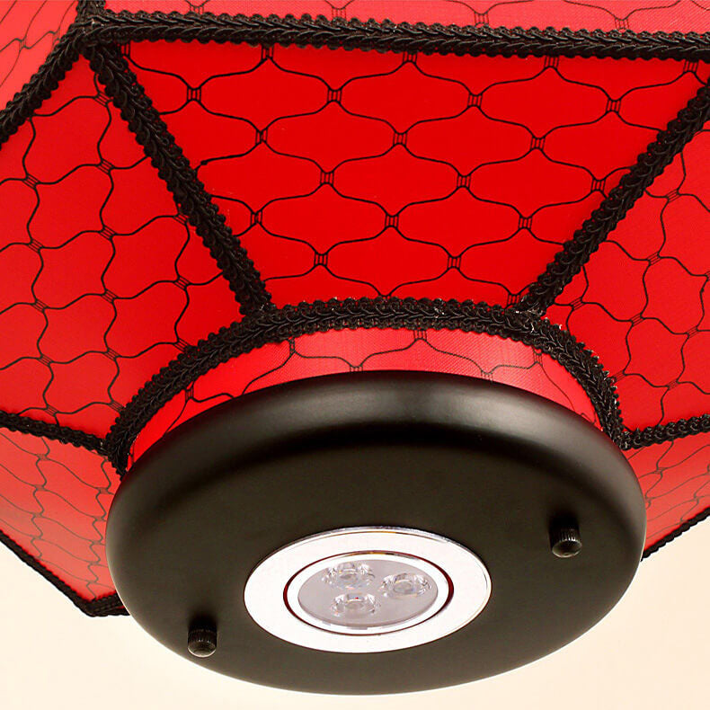 Chinesische Retro Hexagonale Faux Schaffell Eisen 1-Licht Pendelleuchte 