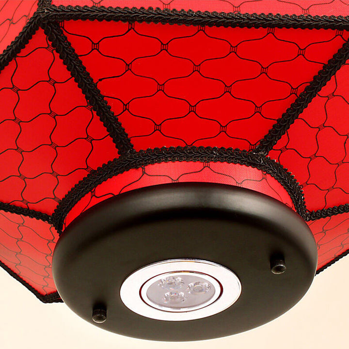 Chinesische Retro Hexagonale Faux Schaffell Eisen 1-Licht Pendelleuchte 
