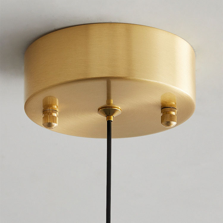Modern Luxury Striped Glass Copper Round Ball Ring 1-Light Pendant Light for Living Room