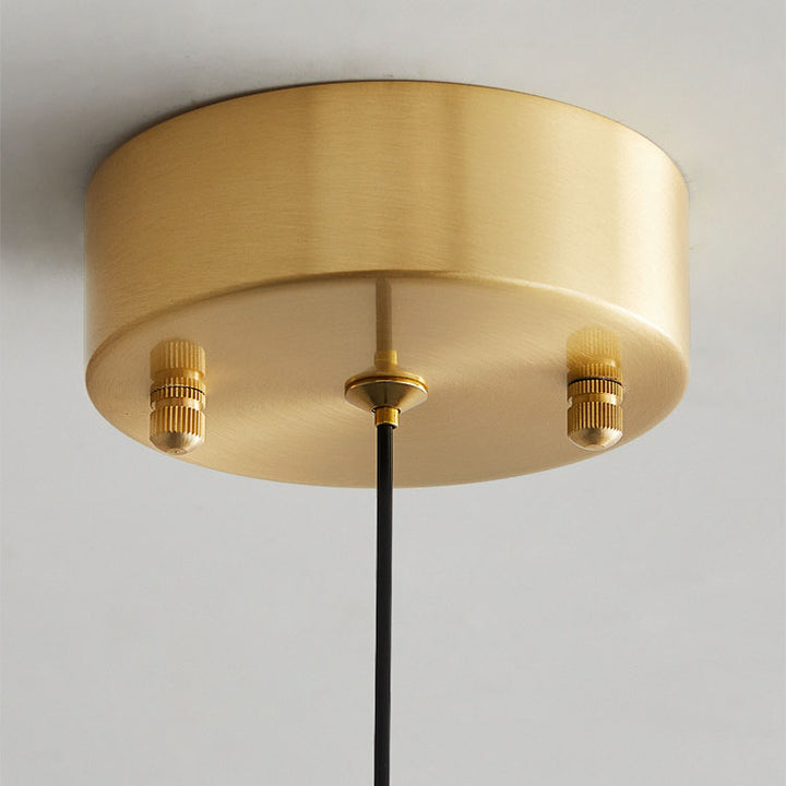 Modern Luxury Striped Glass Copper Round Ball Ring 1-Light Pendant Light for Living Room