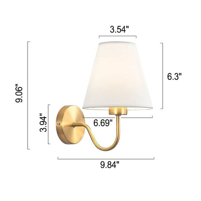 European Minimalist Cone Fabric Curved Arm 1-Light Wall Sconce Lamp