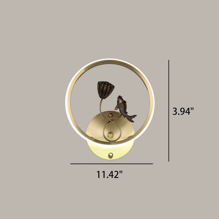 Applique murale LED de style chinois moderne avec design créatif de paysage de bassin de lotus 