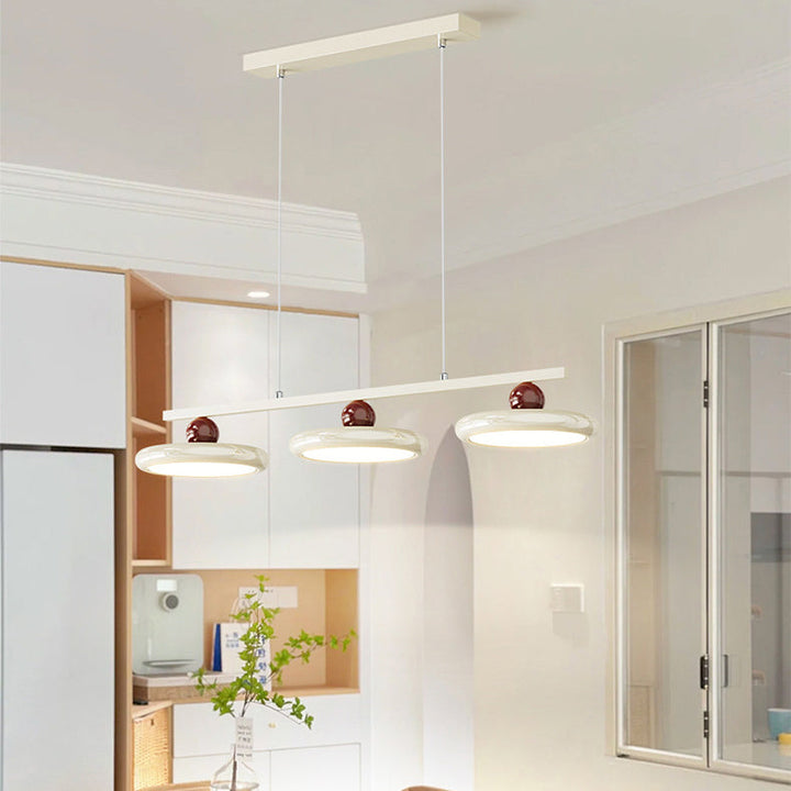 Zeitgenössische Nordic Creme Fliegende Untertasse Glas Schatten LED Insel Licht Kronleuchter Für Wohnzimmer 