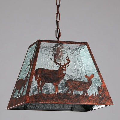 Industrial Vintage Water Pattern Glass Elk Sleigh Design 1/4 Light Chandelier