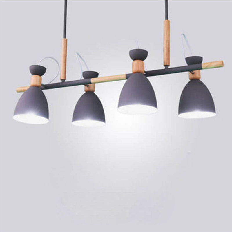 Nordic Macaron Log Bell Shade Island Light 4-Light Chandelier