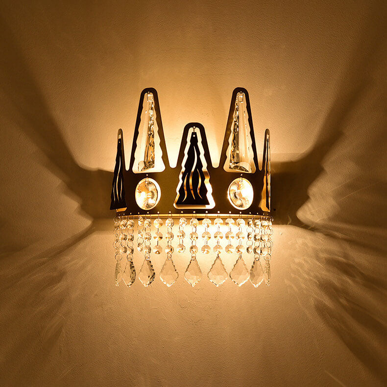 Lampe murale moderne en fer forgé à 1 lumière en forme de couronne de luxe 