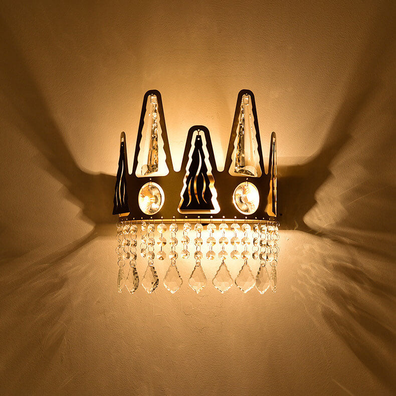 Modernes Licht Luxus Kronenform Kristall Schmiedeeisen 1-Licht Wandleuchte Lampe 