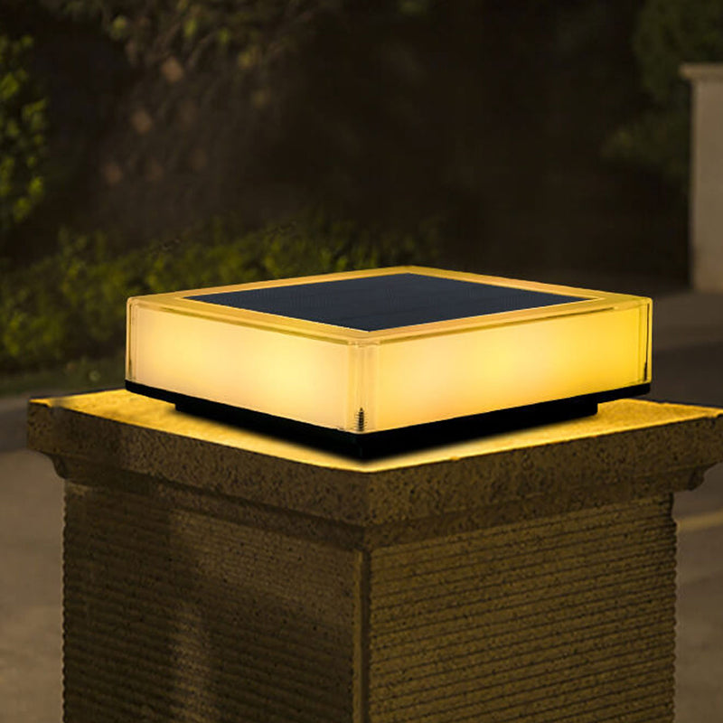 Modern Solar RGB Square Post Head Light Outdoor Garden Landscape Light
