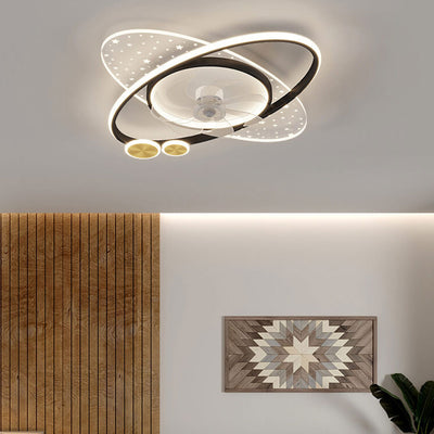 Modern Creative Planet Star Effect LED Flush Mount Ceiling Fan Light