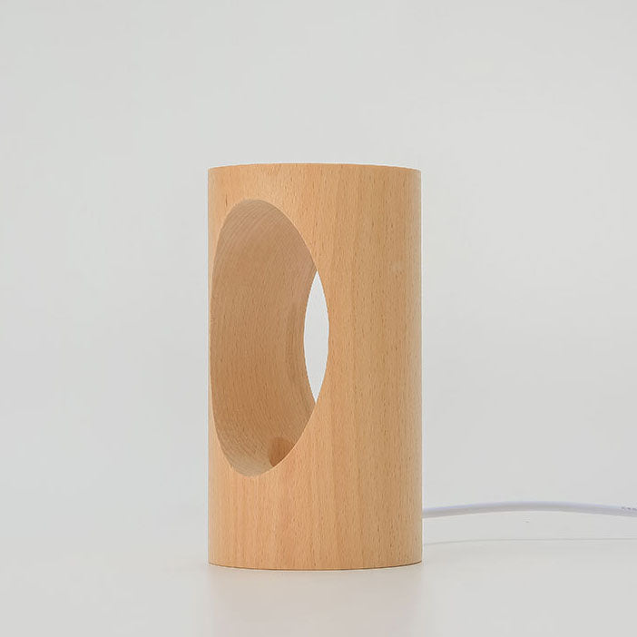 Lampe de table USB à colonne rectangulaire en bois massif japonais, veilleuse LED 