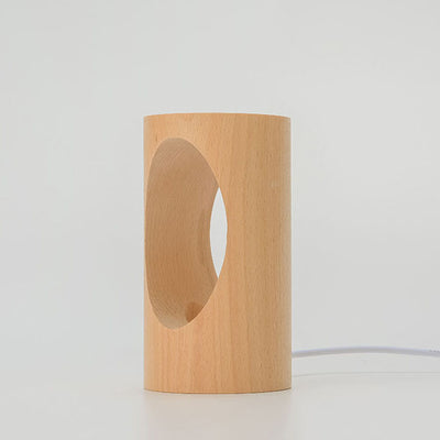 Japanese Solid Wood Rectangular Column LED Night Light USB Table Lamp