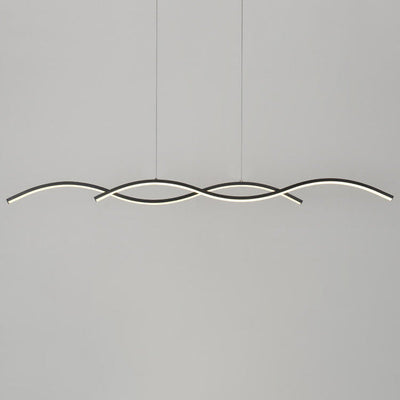 Nordic Minimalist Long Strip Wave Design Island Light LED Chandelier