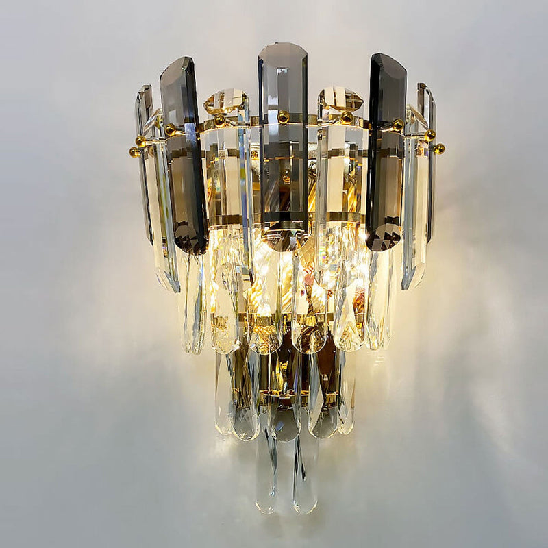 Modern Luxury Crystal Multi-Layer Column 1-Light Wall Sconce Lamp