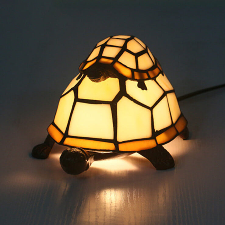 European Tiffany Turtle Stained Glass 1-Light Night Light Table Lamp