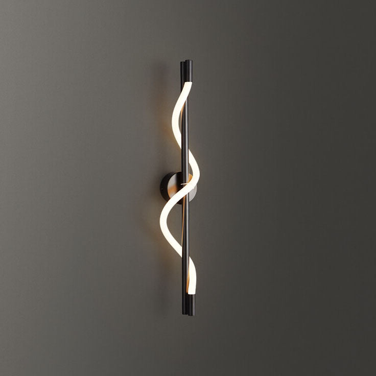Modern Minimalist Copper-Plated Iron Twist Curve Long Bar Copper LED Wall Sconce Lamp For Living Room