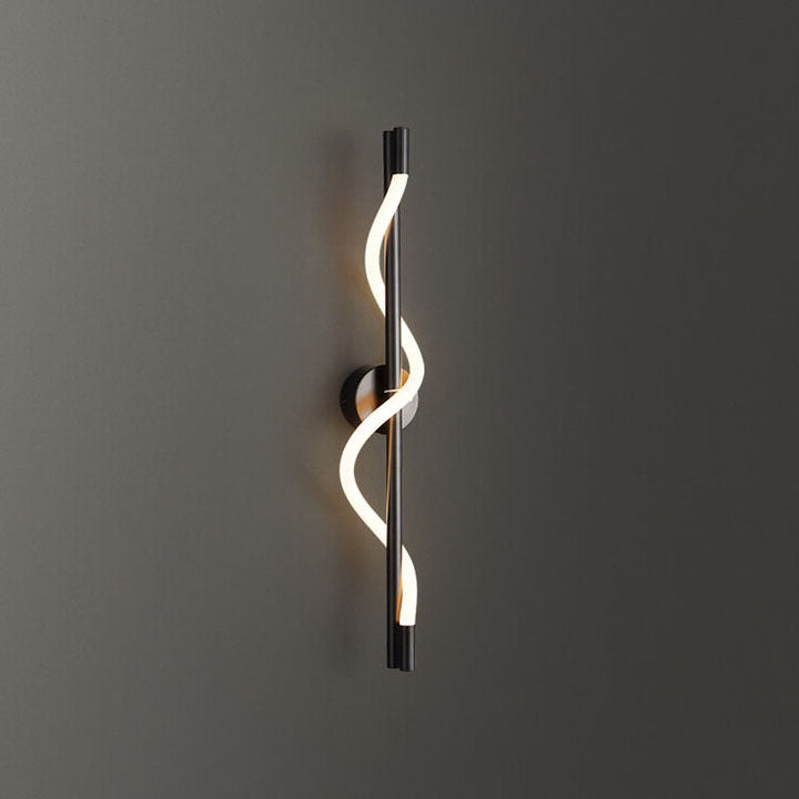 Modern Minimalist Copper-Plated Iron Twist Curve Long Bar Copper LED Wall Sconce Lamp For Living Room