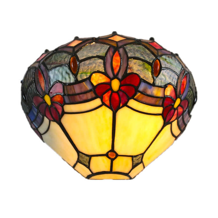 Vintage Tiffany Flower Stained Glass Bowl 1-Light Wall Sconce Lamp