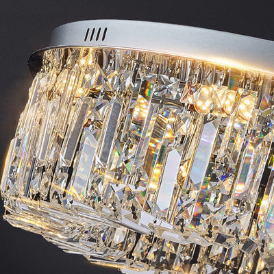 Modern Luxury Dazzling Prismatic Crystal Round Shade 5/8/12-Light Flush Mount Ceiling Light For Living Room