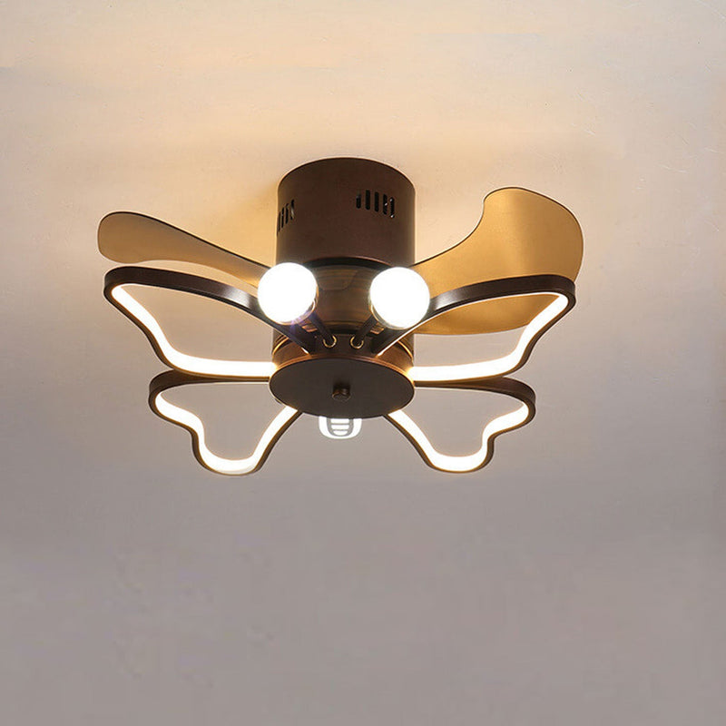 Nordic Creative Butterfly Shape LED Semi-Flush Mount Ceiling Fan Light