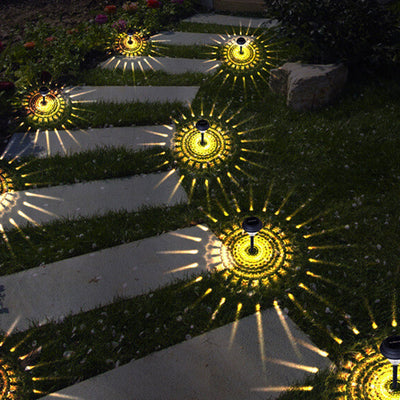 Solar Waterproof Circular Divergent Light Shadow Design LED Outdoor Garden Decorative Light