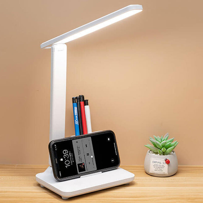 Lampe de bureau LED de lecture avec protection des yeux USB et porte-stylo pliable simple 