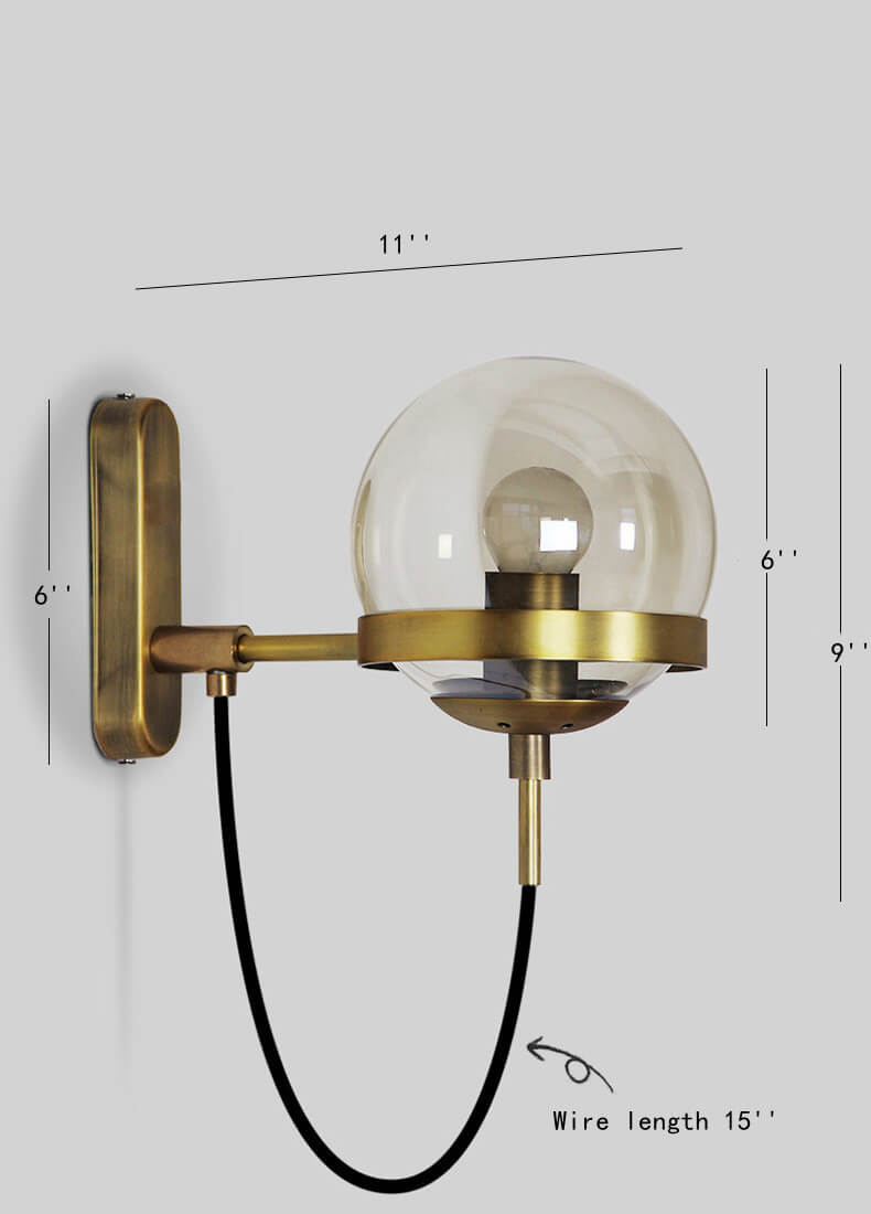 Glass Ball 1-Light  Globe Armed Sconce Lamp