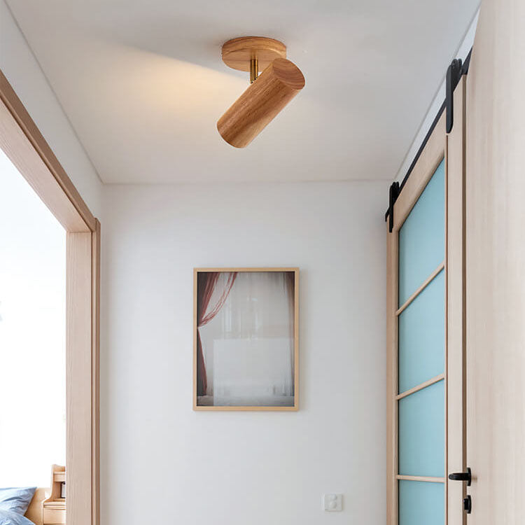 Japanische minimalistische Massivholz-Spotlight-Schiene 1/3/4-Licht-Unterputz-Deckenleuchte