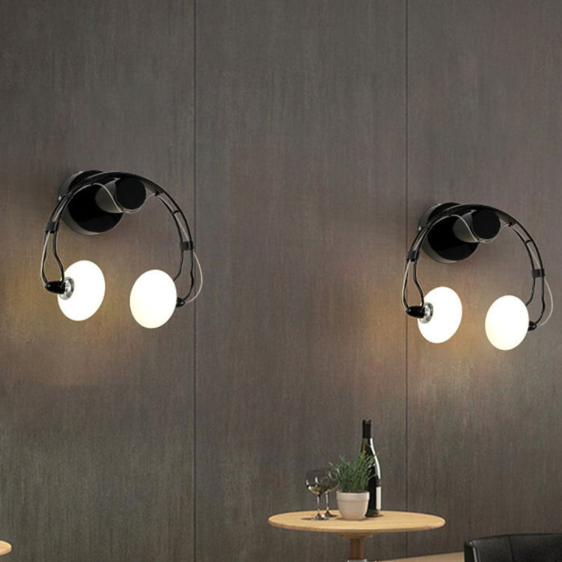 Modern Glass Creative Headphone Design 2-Light Wall Sconce Lamp