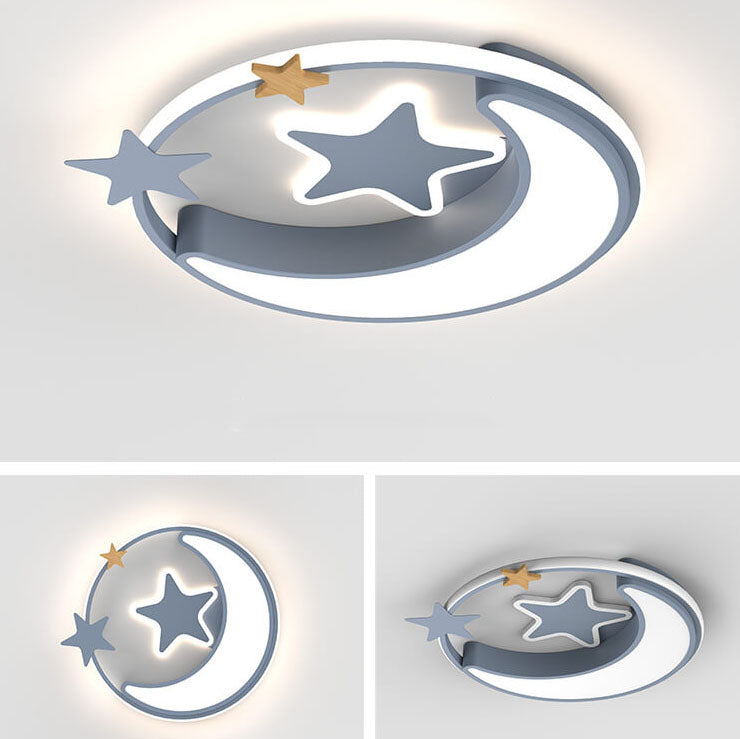 Creative Simplicity Star Moon Round LED Kids Flush Mount Ceiling Light