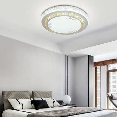 Modern Minimalist Round Acrylic Crystal LED Flush Mount Lighting