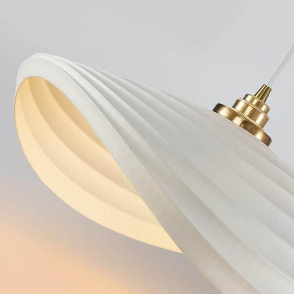 Contemporary Nordic Resin Striped Geometric Dome 1-Light Pendant Light For Living Room