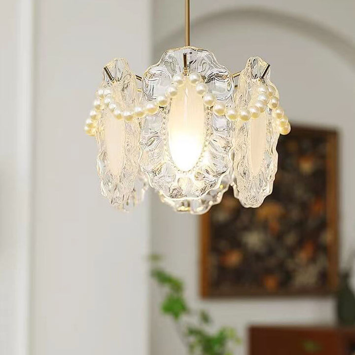 French Light Luxury Hardware Lampe suspendue à 1 lumière en verre 
