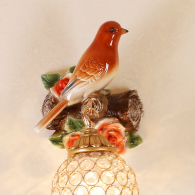 Europäische Vintage Bird Harzglas 1-flammige Wandleuchte 