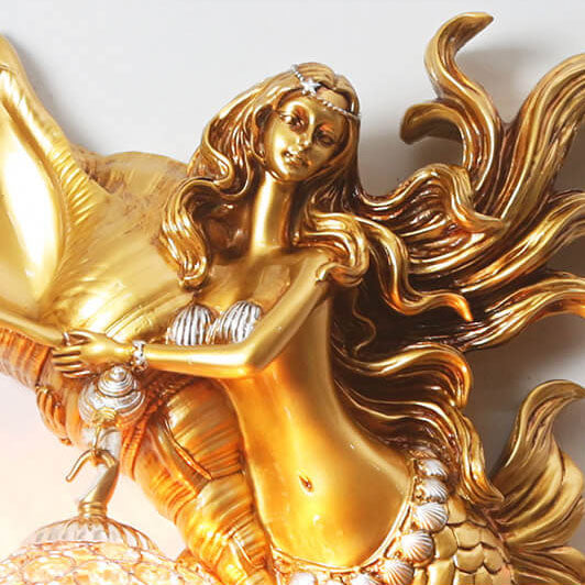 Applique murale 1 lumière avec abat-jour en cristal en forme de sirène en résine moderne et créative 